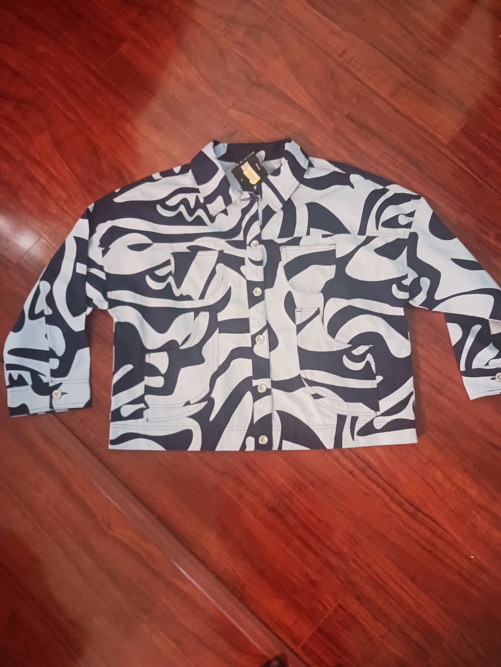 Target Black and White Abstract Print Jean Jacket